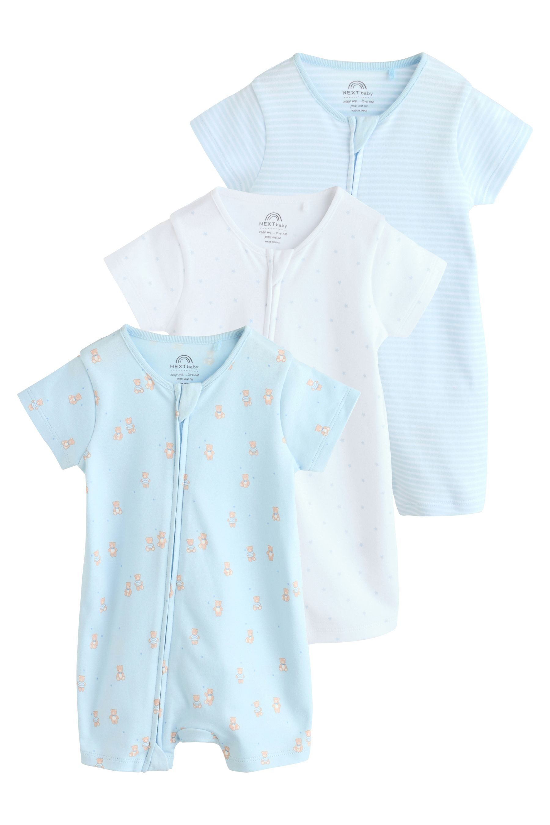 Next Strampler 3er-Pack Baby-Strampler mit 2-Wege-Reißverschluss (3-tlg)