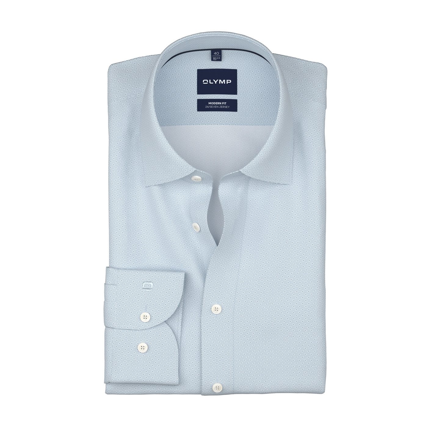 OLYMP Langarmhemd Luxor 24/Seven Jersey Businesshemd, New-Kentkragen, Modern Fit