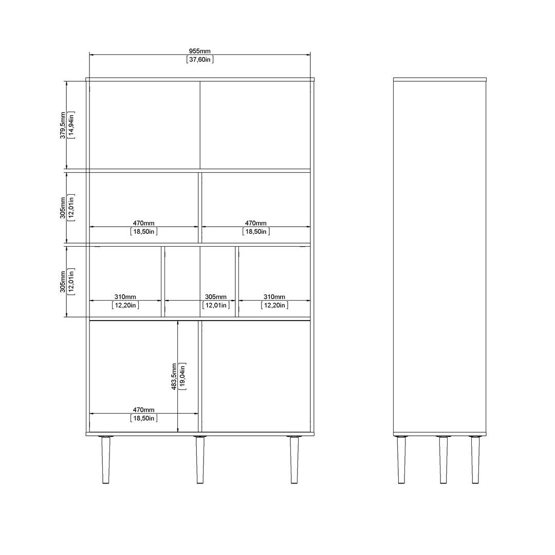 Regal Rome Fächer Regal 6 Hickory-Dek Schiebetüren und 2 ebuy24