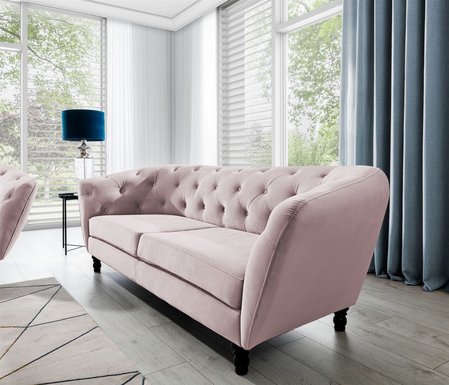 Fun Möbel Sofa Sofa Designer-Sofa Charlotte 3-Sitzer Stoff, 1 Teile