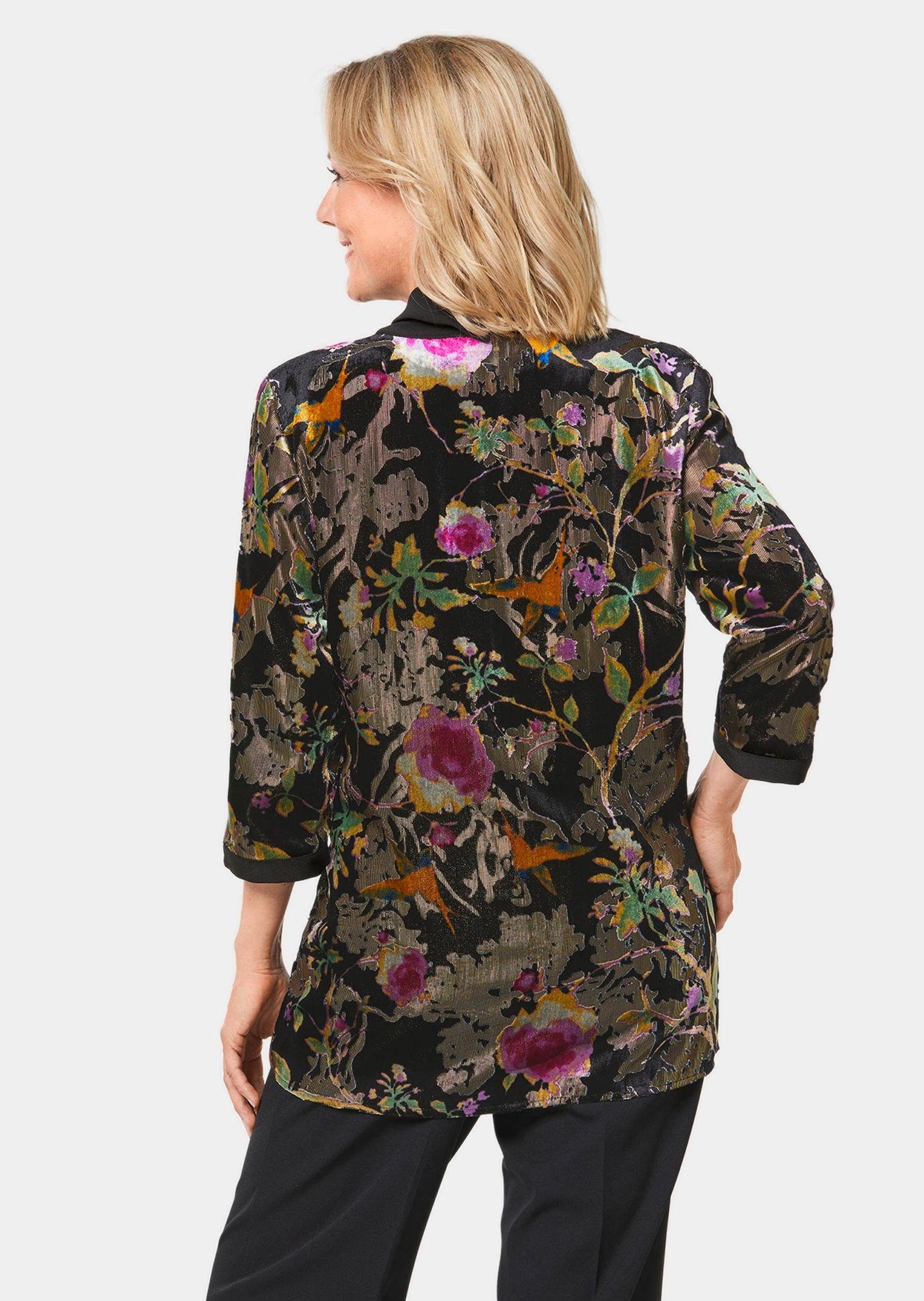 GOLDNER Blouson Ausbrennerjacke mit floralem Muster Viskosejacke in A-Linie mit 3/4-Ärmeln und Knopfverschluss – Bild 4 von 5