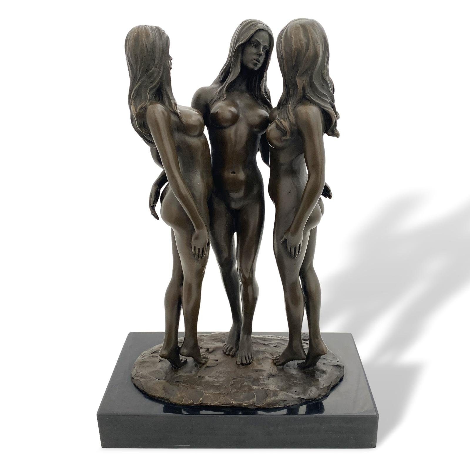 Aubaho Skulptur Akt Bronze Antik-Stil Skulptur Figur drei Gr Frauen Bronzefigur Erotik