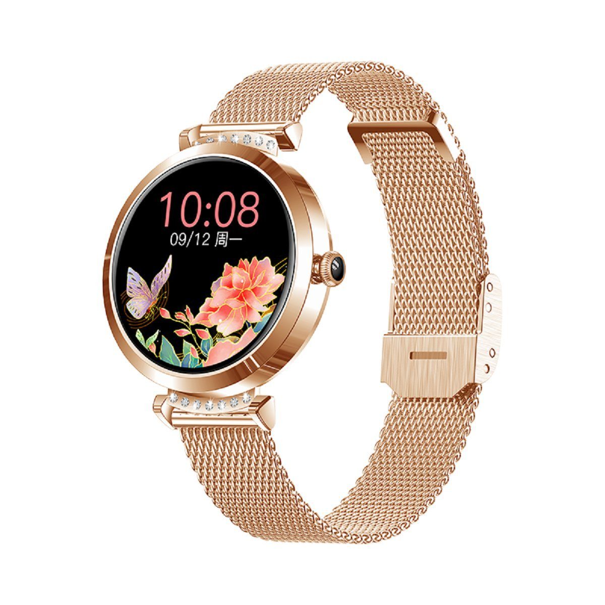 Karen M NY22 Damen Smartwatch Smartwatch (3,9 cm/1,9 Zoll), 1,9 zoll, mit  Ziersteinen besetzt, mit vielen Sportfunktionen