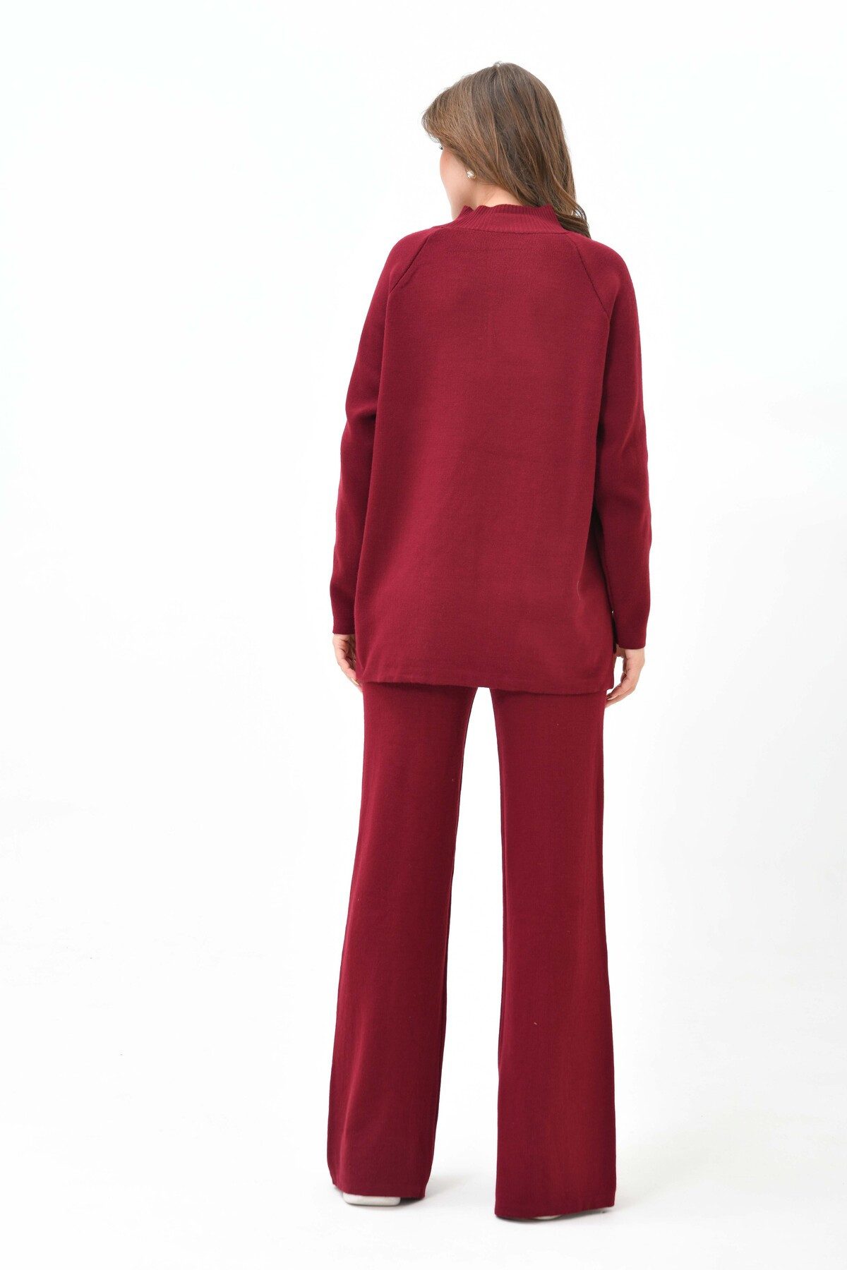 WOMAN VISION Blusentop Strickset aus hochgeschlossenem Pullover und hochgeschnittener Hose mi