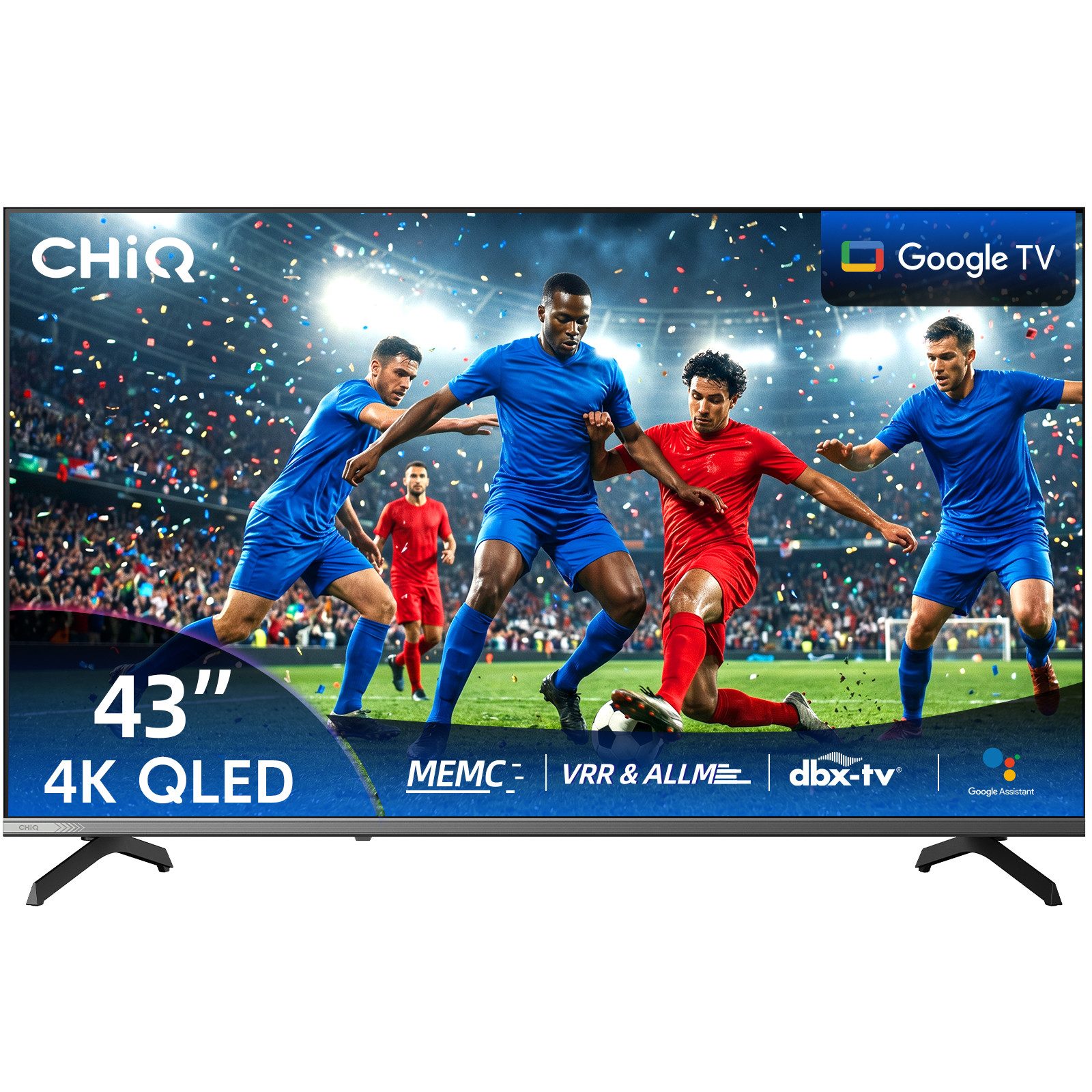 CHiQ U43QST QLED-Fernseher (109 cm/43 Zoll, 4K Ultra HD, 4K UHD TV, Smart-TV, Google TV, Andriod TV, Inkl. Streaming Content, Kompatibel mit Apple AirPlay)