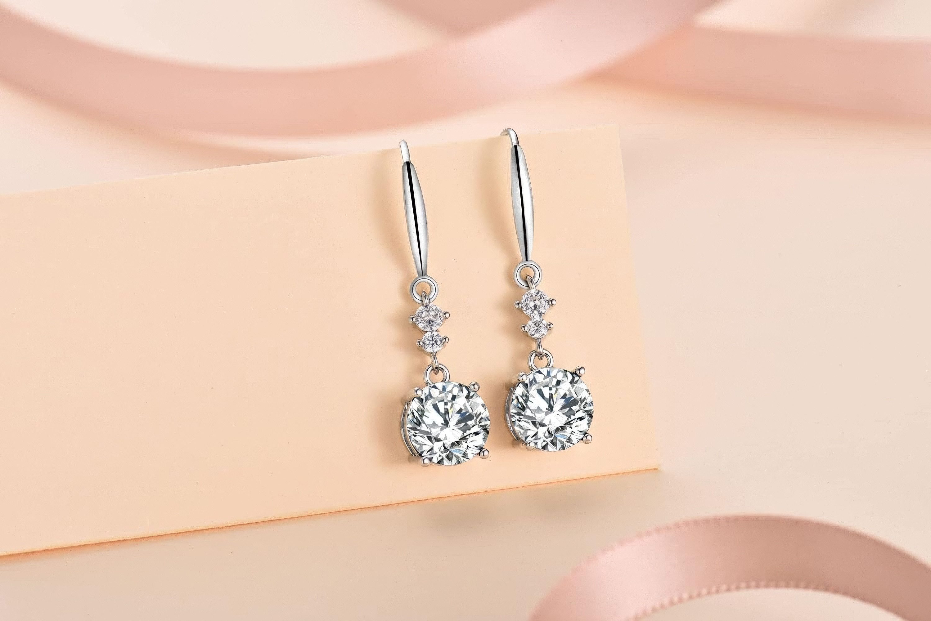 Jumpeak Paar Ohrhänger Damen Diamant Ohrringe, 1CT Damen 585 Ohrringe aus echtem Gold, E,Vs1,3ex,geschenk zur kommunion mädchen,schwester geschenk