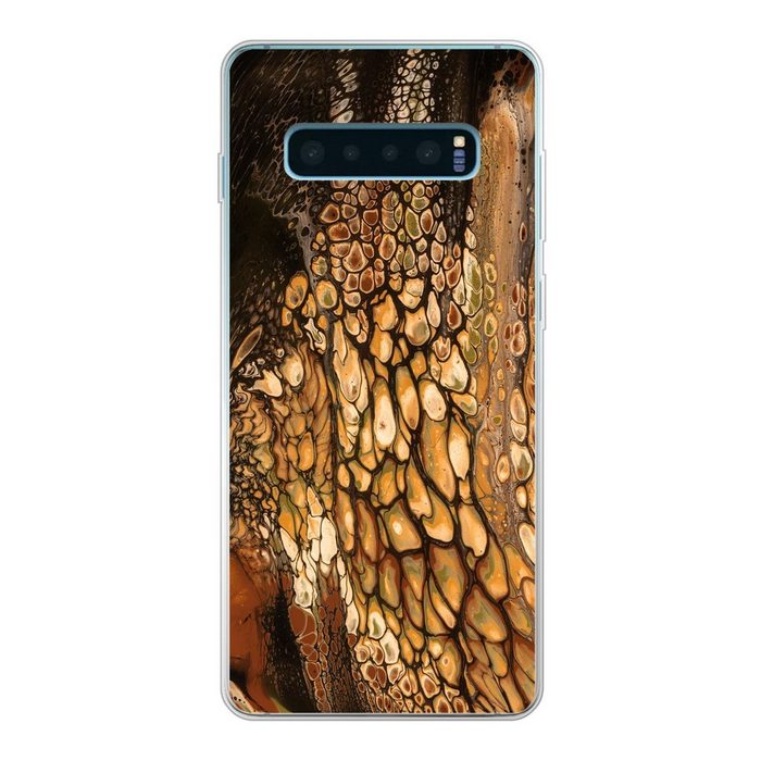 MuchoWow Handyhülle Farbe - Braun - Farbe gießen Phone Case Handyhülle Samsung Galaxy S10 Lite Silikon Schutzhülle