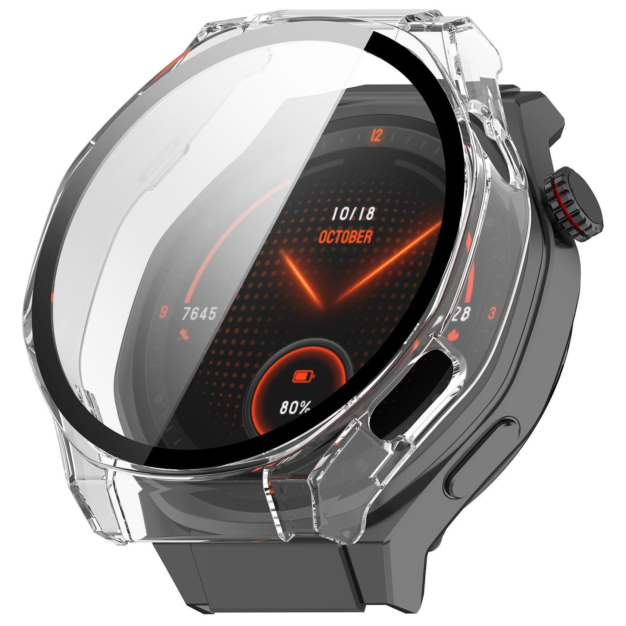 Wigento Smartwatch-Hülle Für Honor Watch 5 Ultra Kunststoff Schutzhülle + 9H Glas Transparent, Schutzhülle aus PC + Hart Glas für Rundumschutz
