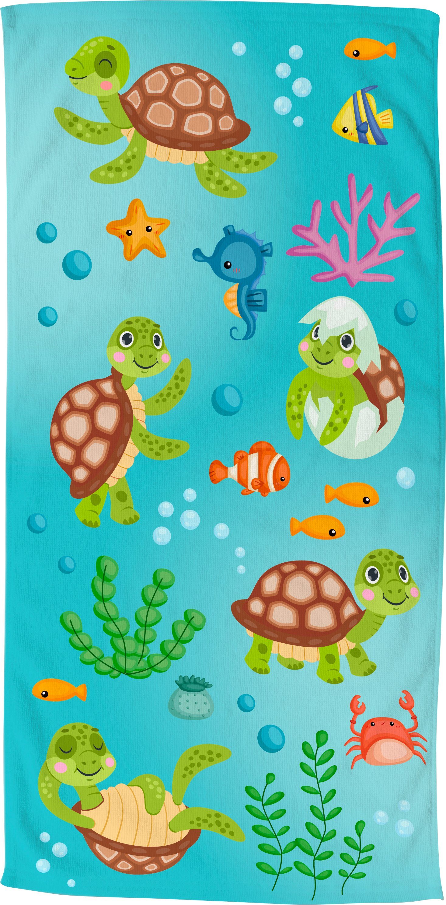 good morning Strandtuch Turtles, Microfaser (1-St), Badetuch, mit Schildkröten Motiv, trocknet schnell, Kinder
