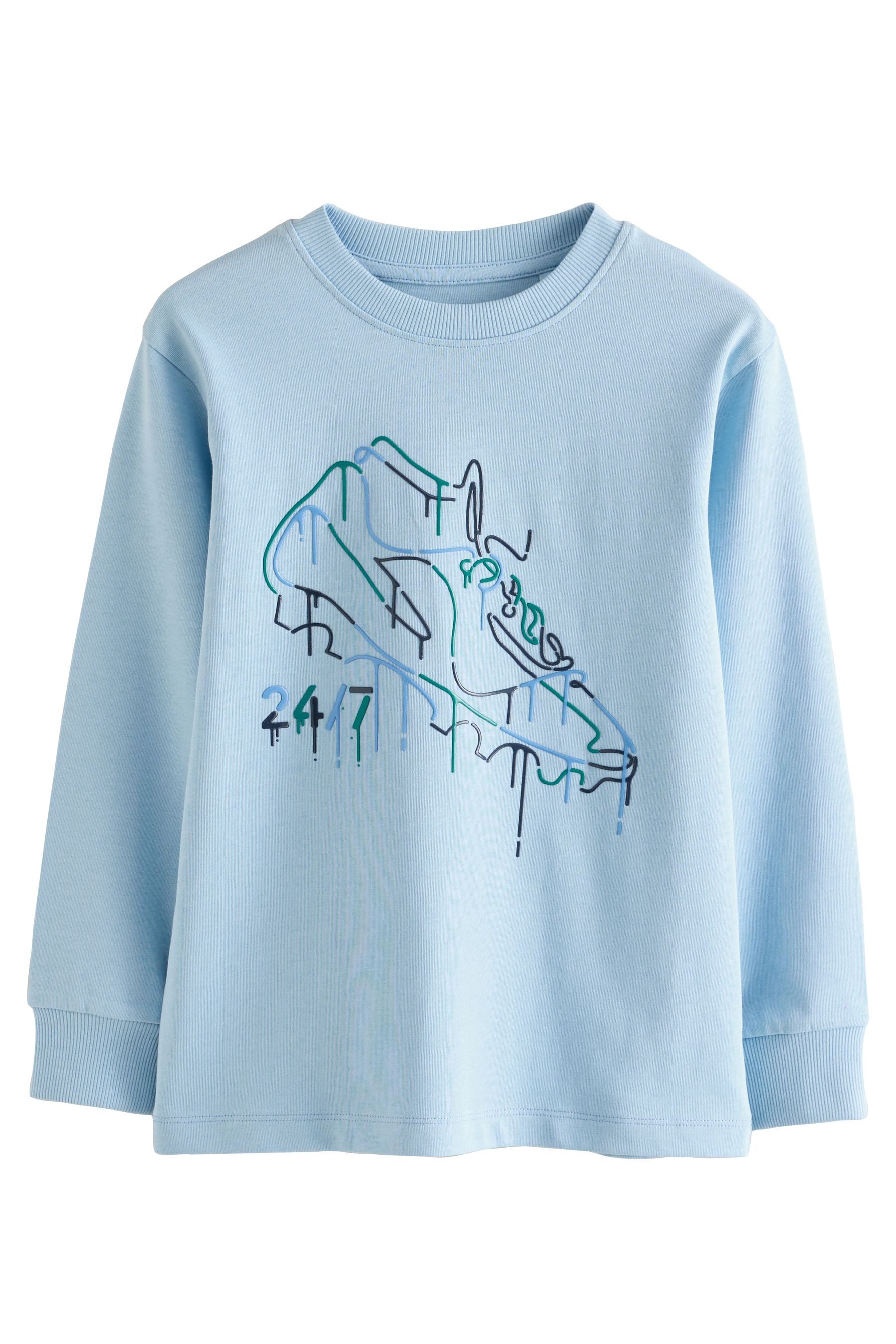 Next Langarmshirt Relaxed Fit Langarmshirts mit Grafik, 3er-Pack (3-tlg) – Bild 5 von 5
