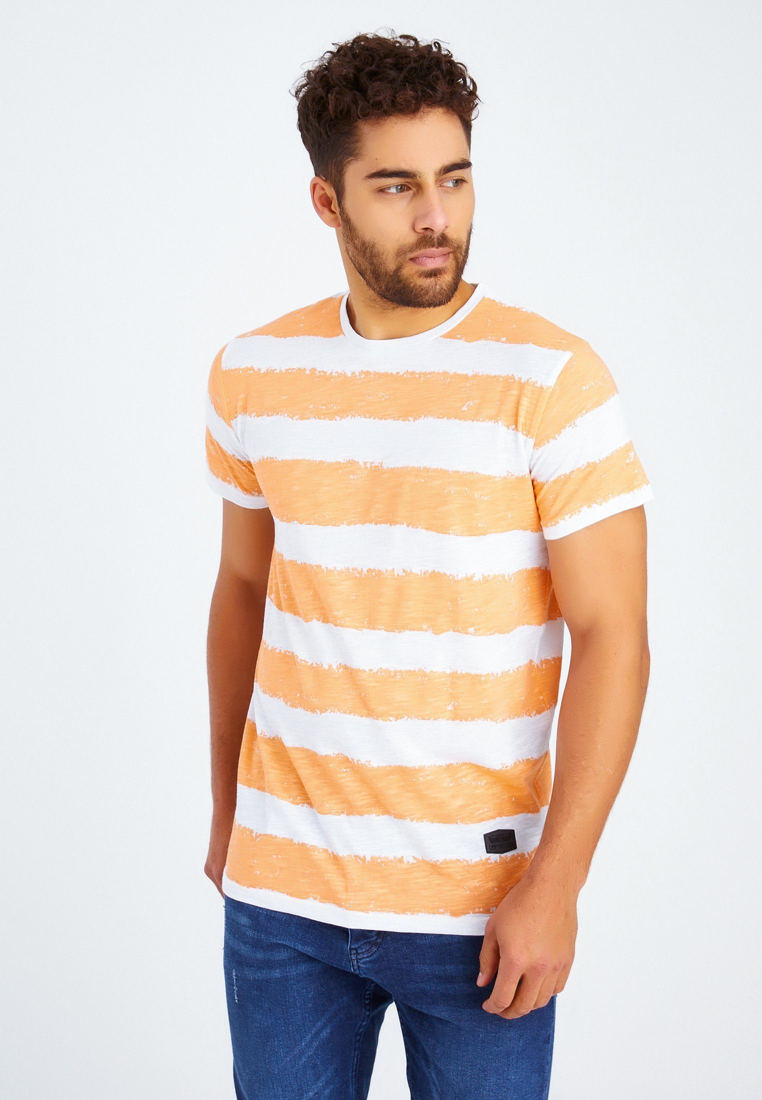 Leif Nelson T-Shirt Herren T-Shirt Rundhals LN-8319 orange