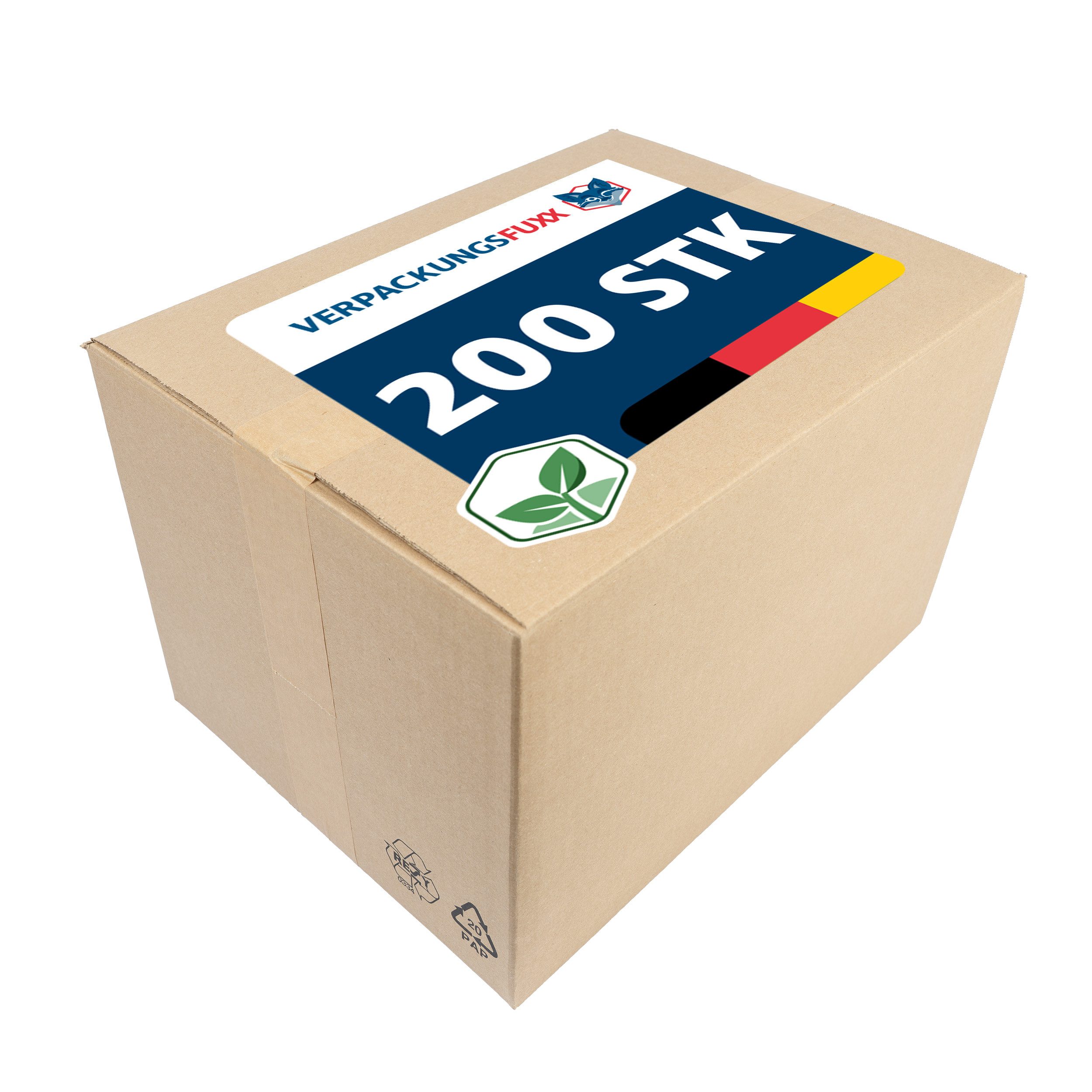 VERPACKUNGSFUXX Karton Faltkarton 39 x 29 x 25 cm, 200 Stk., stabiler Versandkarton, 1-wellig