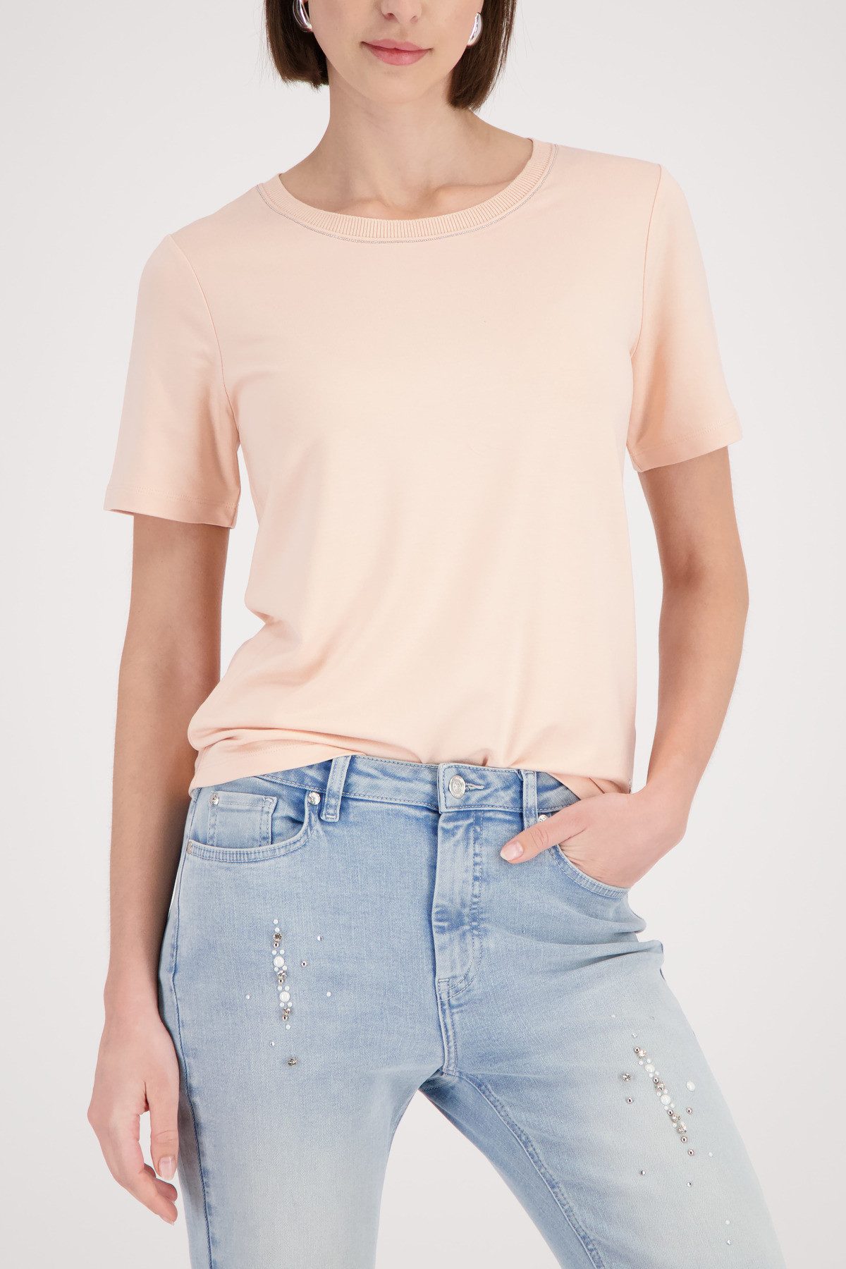 Monari Rundhalsshirt mit Glitzerkante