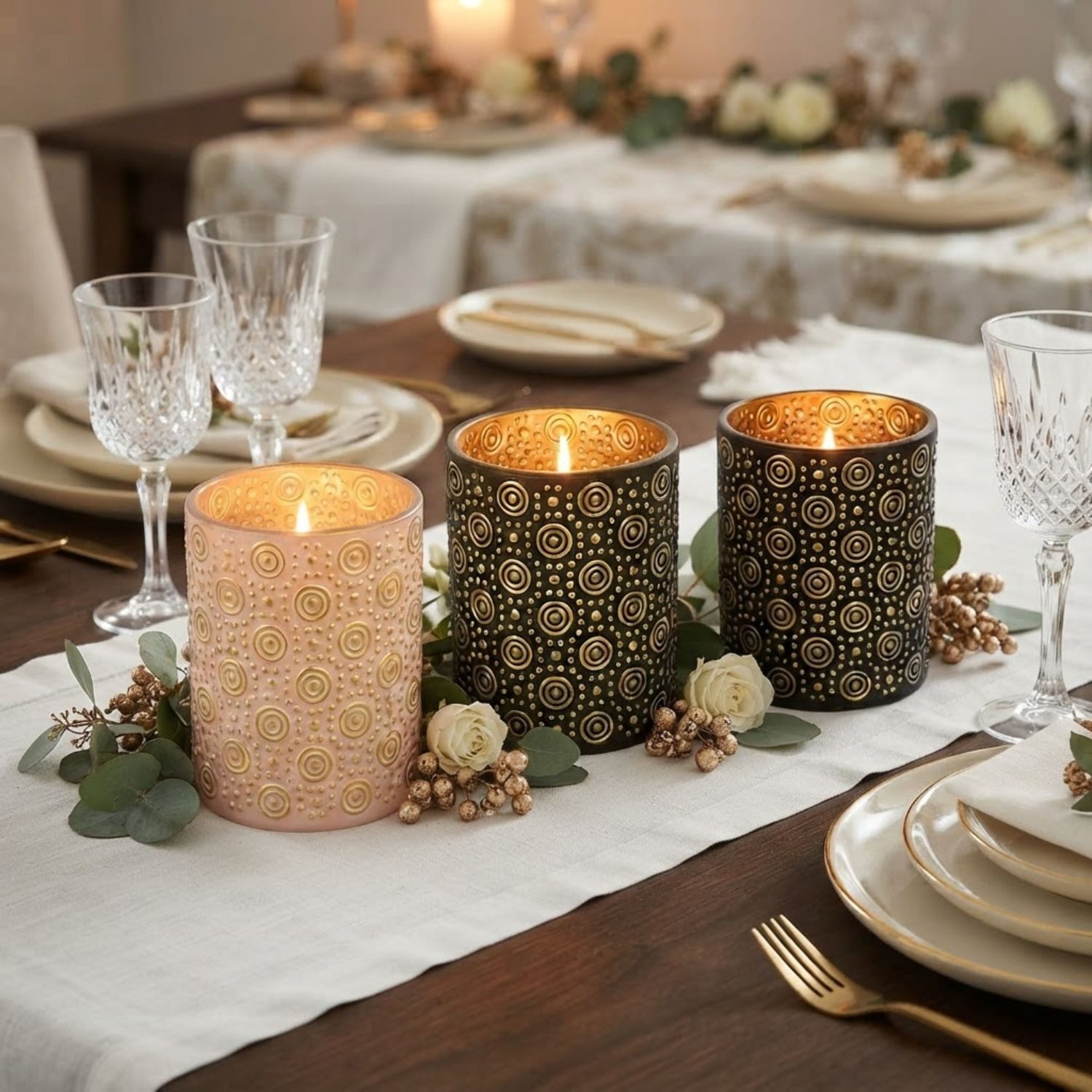 Marrakesch Orient & Mediterran Interior Windlicht Windlicht Hailey Schwarz Gold 12,5 cm Glas Kerzenhalter Deko rund edel (1 St), Handarbeit