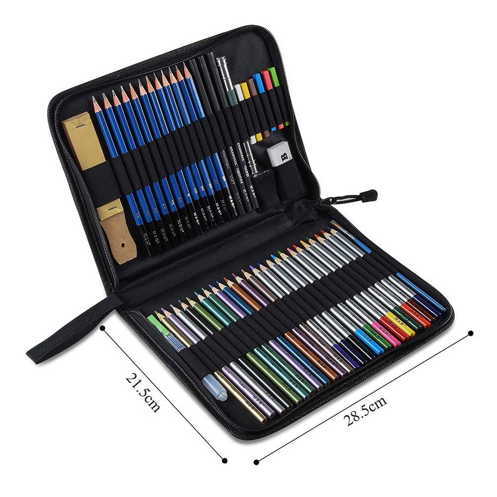 35x Professional Bleistift Skizzieren Stifte Set mit Zeichenkohle Papierwischer 