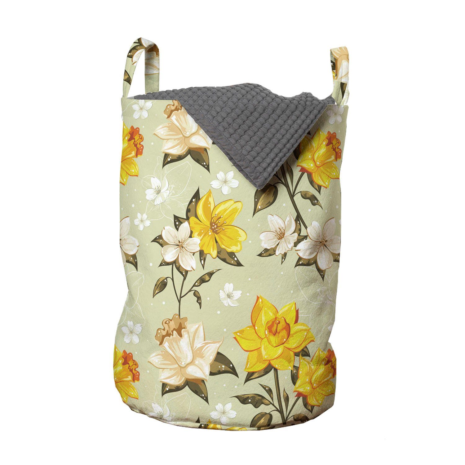 Wildblumen Wäschekorb Abakuhaus Griffen Kordelzugverschluss Wäschesäckchen für Jahrgang Waschsalons, mit Narcissus