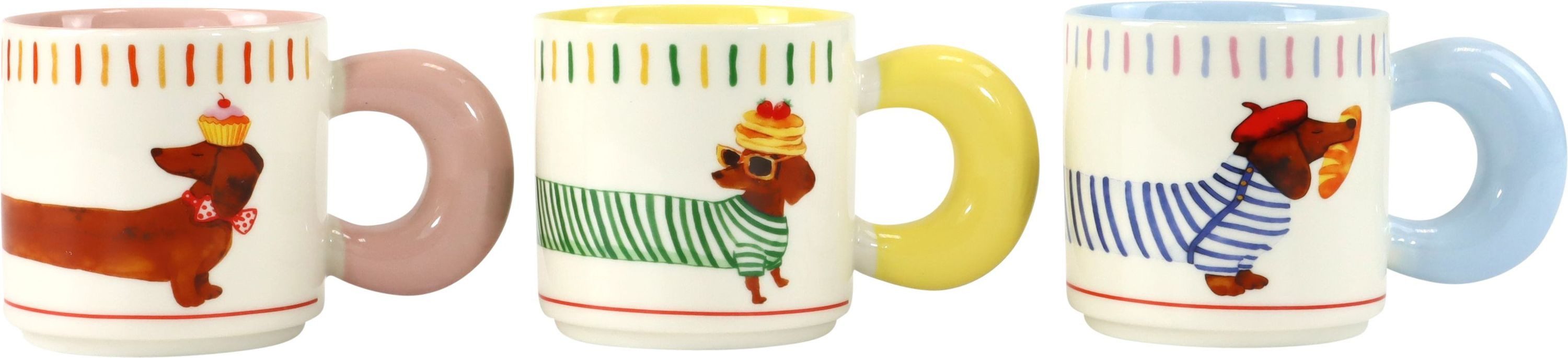 FURNARO Tasse Bark&table, 3-tlg., Porzellan, 3-teilig, Porzellan, 8 x 13,5 x 8,5 cm