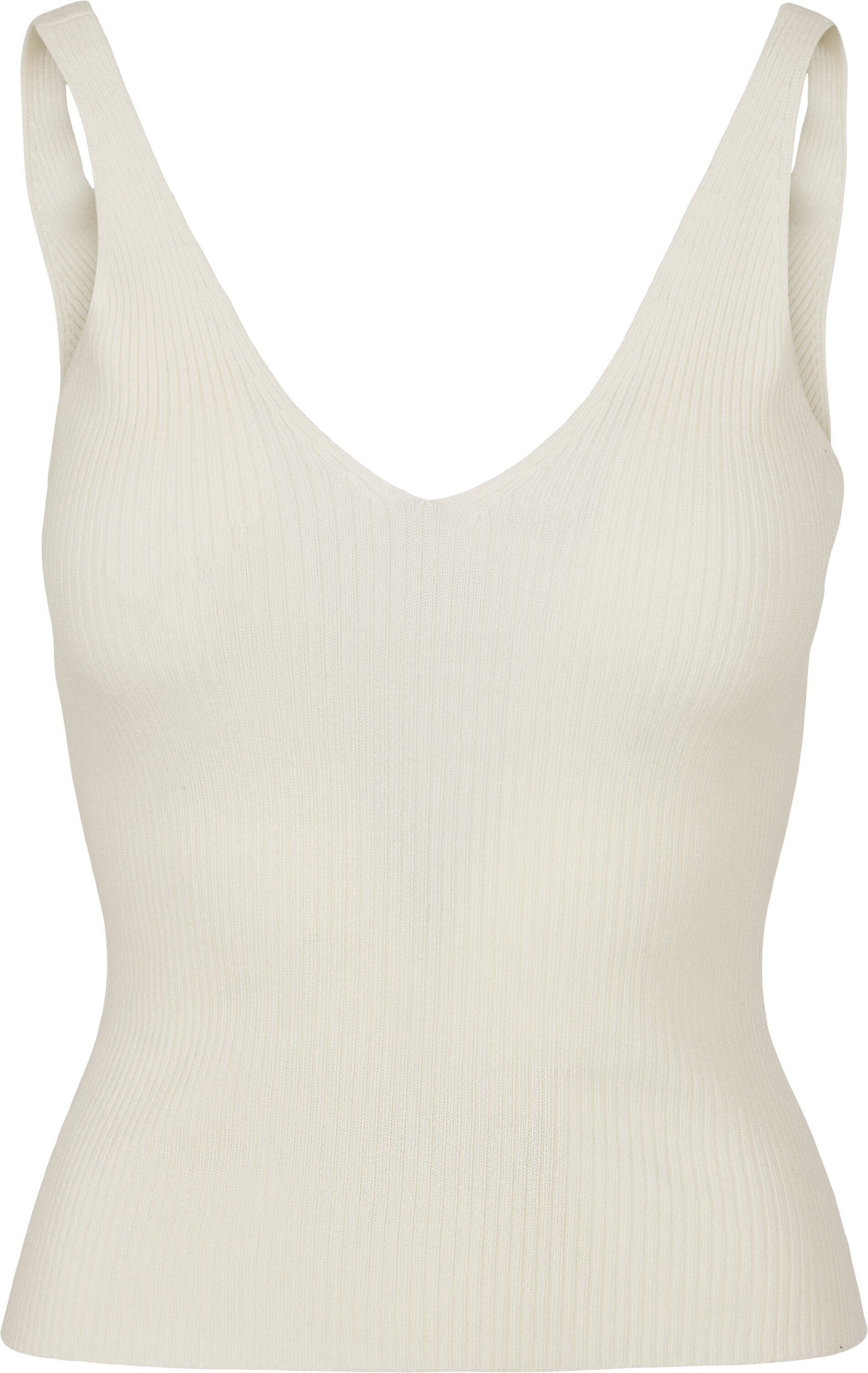 URBAN CLASSICS T-Shirt Damen Ladies Rib Knit Top (1-tlg) whitesand