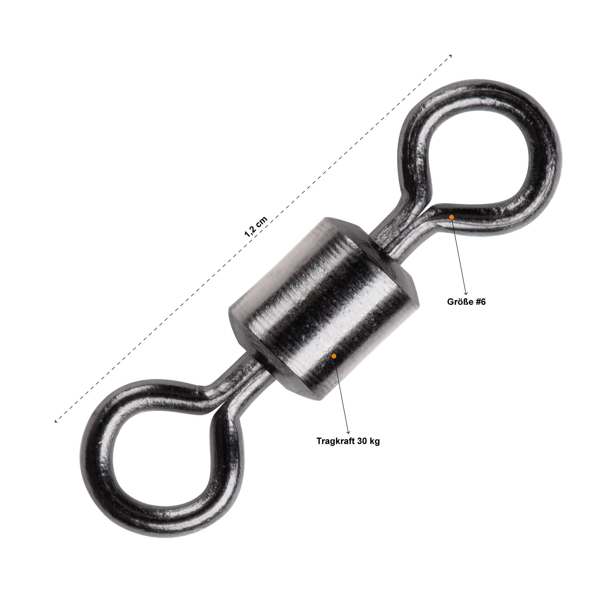 Gr. Schnurverbinder Tönnchenwirbel Angelwirbel Tragkraft Stk hoher #6 30kg 20 mit Zite