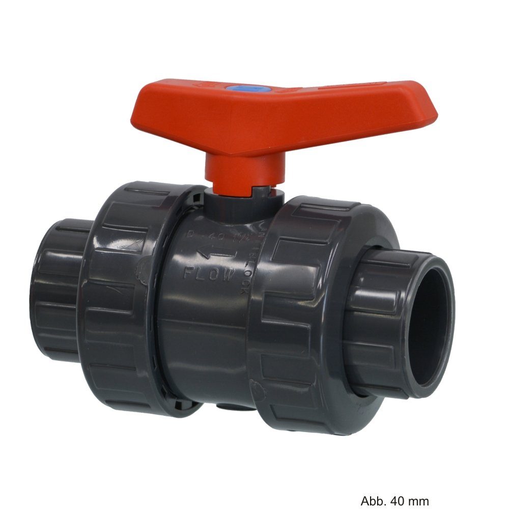 bevo Wasserrohr PVC-U Kugelhahn, Typ 2000, Klebemuffe, 16 bar, 25 mm