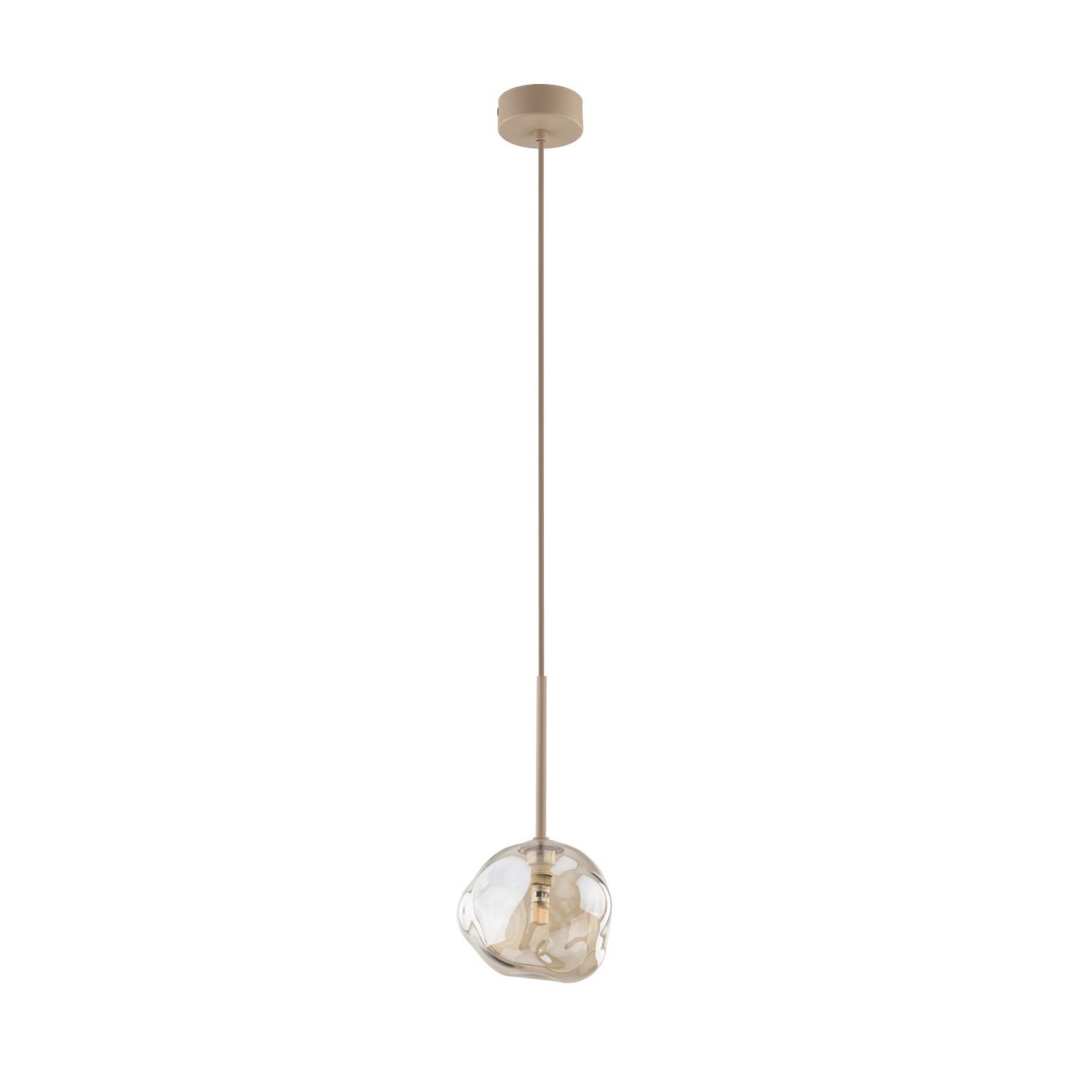 Licht-Erlebnisse Pendelleuchte UMERA, ohne Leuchtmittel, Metall Rauchglas G9 rund D: 15 cm H: max. 150 cm Beige Cognac Modern