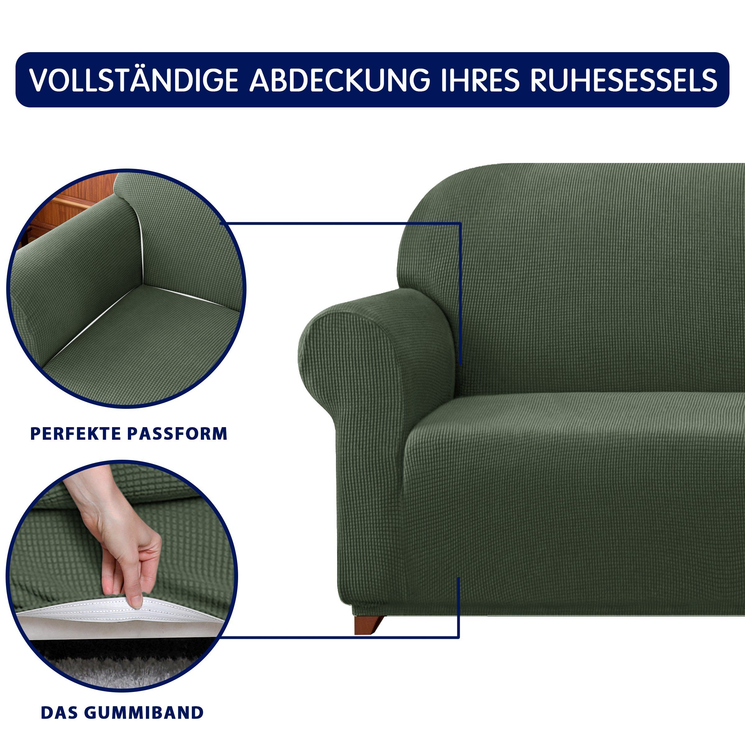Sitzer waschbarer SUBRTEX, 1 Stoff Sofabezug, Dehnbarer Sofahusse Olivgrün