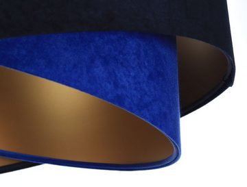 Licht-Erlebnisse Pendelleuchte MARLON, ohne Leuchtmittel, in Schwarz Marineblau Kobaltblau Gold E27 D: 50 cm Stoff Metall