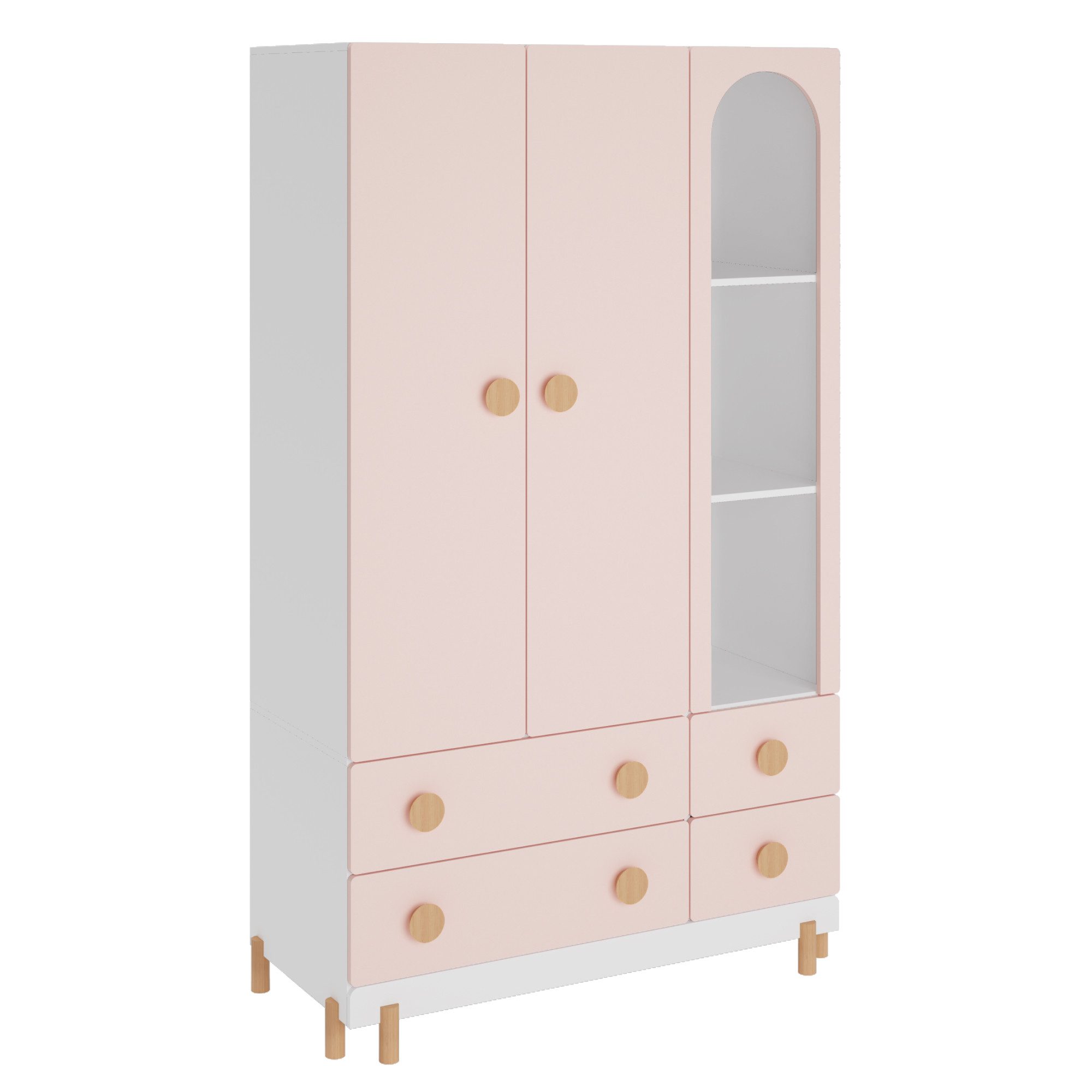 en.casa Kinderkleiderschrank »Vaarentaa« mit 4 Schubladen 156x90x41 cm Weiß/Cotton Candy