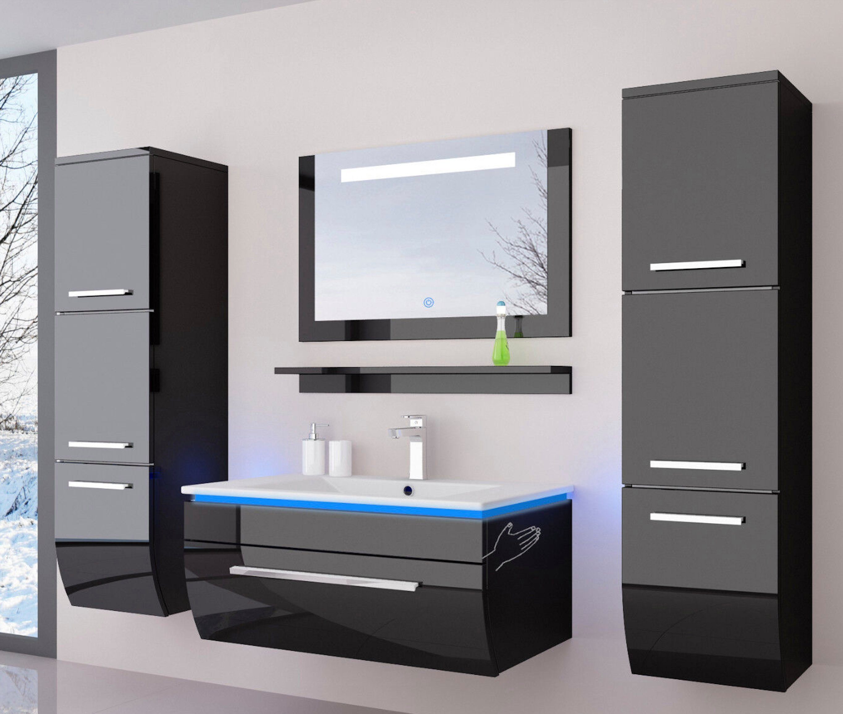 Homeline Badmöbel-Set Badmöbel Set Hochglanz lackiert LED System tauschsyst günstig online kaufen