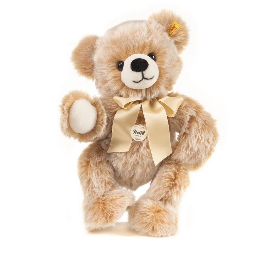 Steiff Kuscheltier Teddybär Bobby 40 cm braun gespitzt 013515 Plüschteddybär (Stoffteddy, Stofftier, Plüschtier, Teddy), mit Schleife, "Knopf im Ohr"
