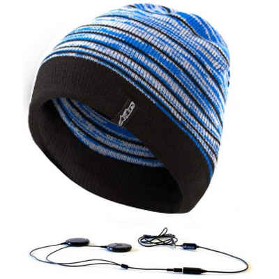Aerial7 Beanie Winter Mütze mit Kopfhörer Sport Beanie Blau Headset 3,5mm Klinke Stereo integriertes Mikrofon