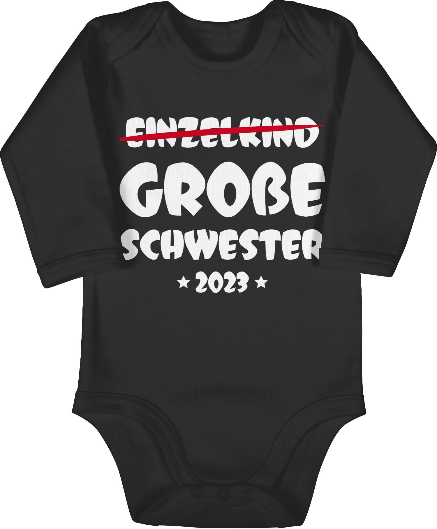 Shirtracer Shirtbody Einzelkind Große Schwester 2023 Große Schwester 2 Schwarz | Shirtbodies