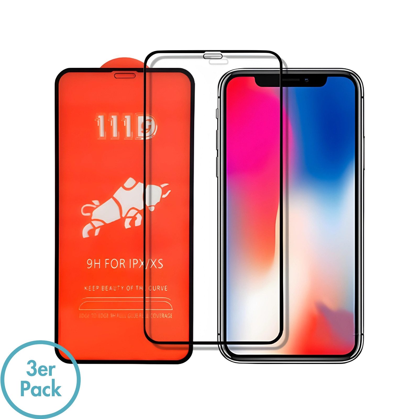 MonkeyTEC Displayschutzglas Apple iPhone XS Max Panzerglas Anti-Fingerprint 3x für Apple iPhone, Komplettset, 3 Stück, Panzerglas, 9H, Anti-Fingerprint