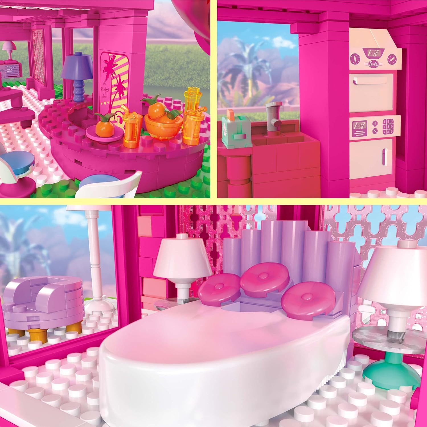 Mattel® Mega Construx BARBIE The MOVIE Dreamhouse / Puppenhaus (HPH26) Konstruktions-Spielset, (1795 St), 3 Stockwerke