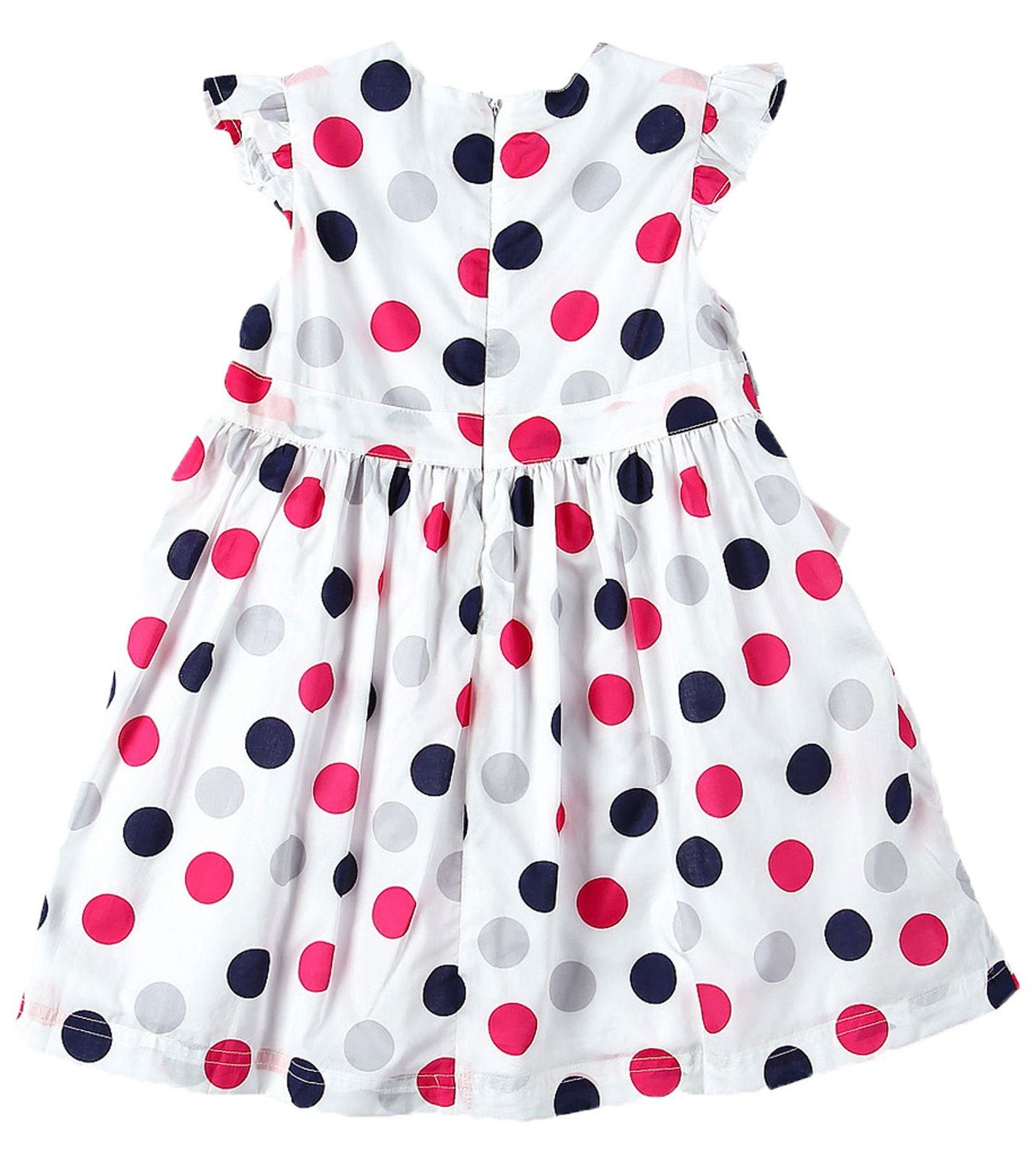 Kanz Minikleid Kinder Punkte-Muster Weiß Kurzarm-Kleid Rundhals-Kleid mit Mini-Kleid farbenfrohes KANZ