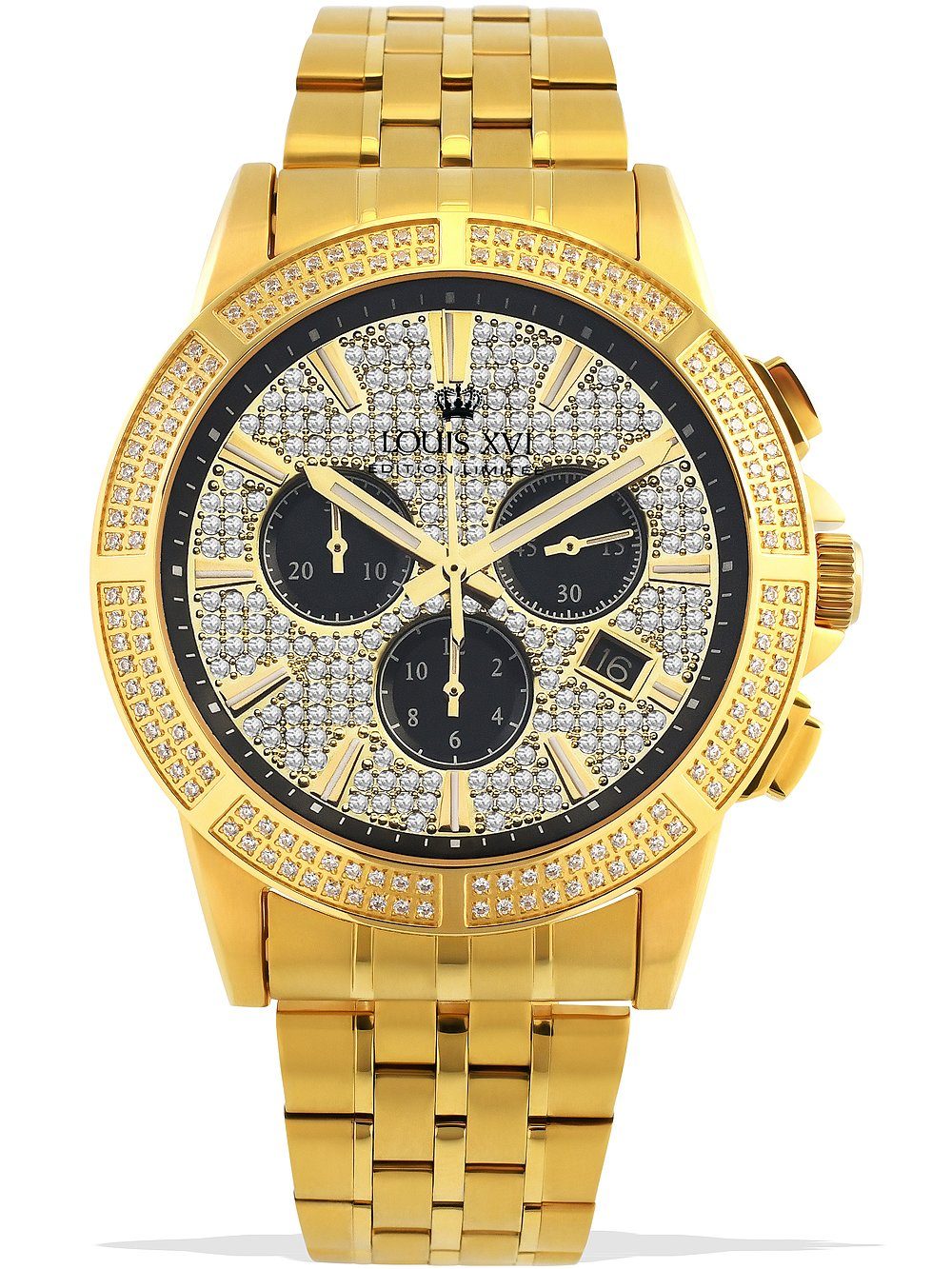 Quarzuhr Louis XVI LXVI1037 Majeste Iced Out Chronograph Herrenuhr 43mm 5ATM Louis XVI LXVI1037 Majeste Iced Out Chronograph Herrenuhr 43mm 5ATM