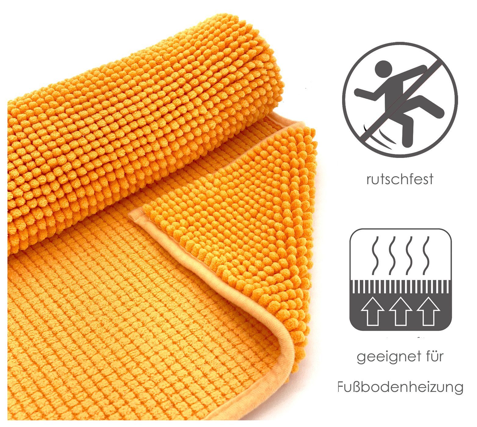 heimtexland Badematte Badvorleger Chenille Badteppich Duschvorleger, rutschhemmend beschichtet, Fußbodenheizung geeignet, schnell trocknend, strapazierfähig, fu – Bild 5 von 5