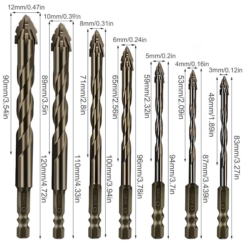 JOYOLEDER Fliesenbohrer 12-teiliger neuer vierschneidiger Sägezahn-Exzenter günstig online kaufen