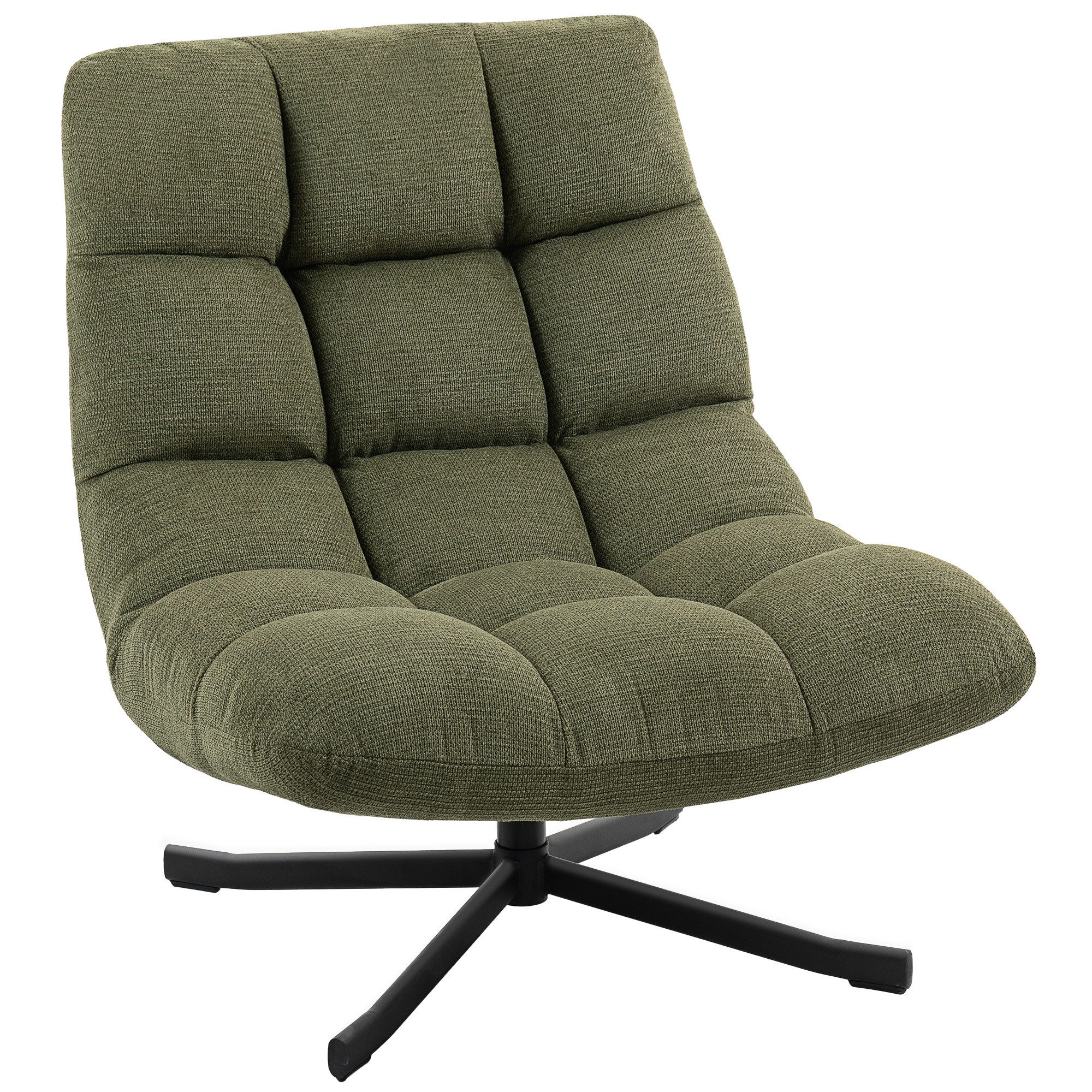 HOMCOM Relaxsessel Sessel Drehbar mit Breiter Sitzfläche, gepolstert (gepolstert Sessel, 1-St., Drehbar Loungesessel), für Wohnzimmer, Schlafzimmer, Grün