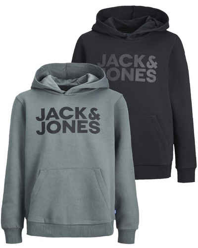 Jack & Jones Junior Kapuzenpullover (Spar Set, Doppelpack) Pullover mit Printaufdruck