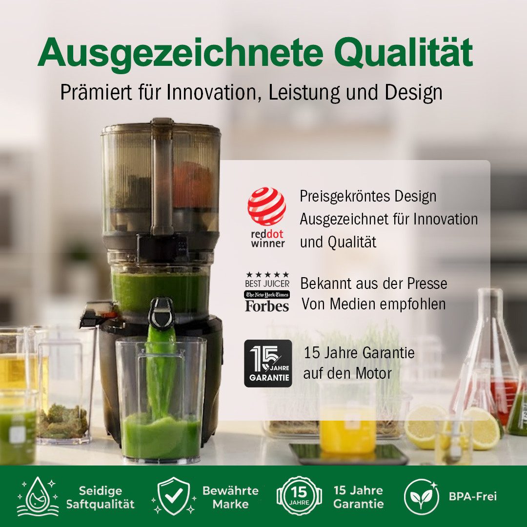 Kuvings Slow Juicer KUVINGS AUTO10S HANDS-FREE SLOW JUICER Premium (KHS-2591CE), 200 W, 3.000-ml-Hopper,Saft, Smoothies, Sorbet, Nussmilch (mit Filter-Set) – Bild 5 von 5