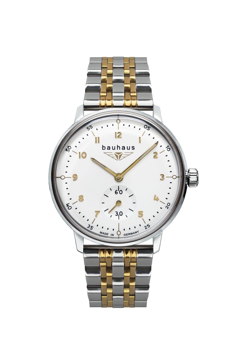 bauhaus Quarzuhr 2037M-1, Armbanduhr, Damenuhr, Leuchtzeiger, Edelstahlarmband, Made in Germany