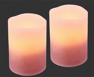 I.GE.A. LED-Kerze LED-Kerzen Flackernd Warmweiß 2er Set Stumpenkerze Deko Valentinstag (2-tlg), Romantische Dekoration Rosa Echtwachs romantisch