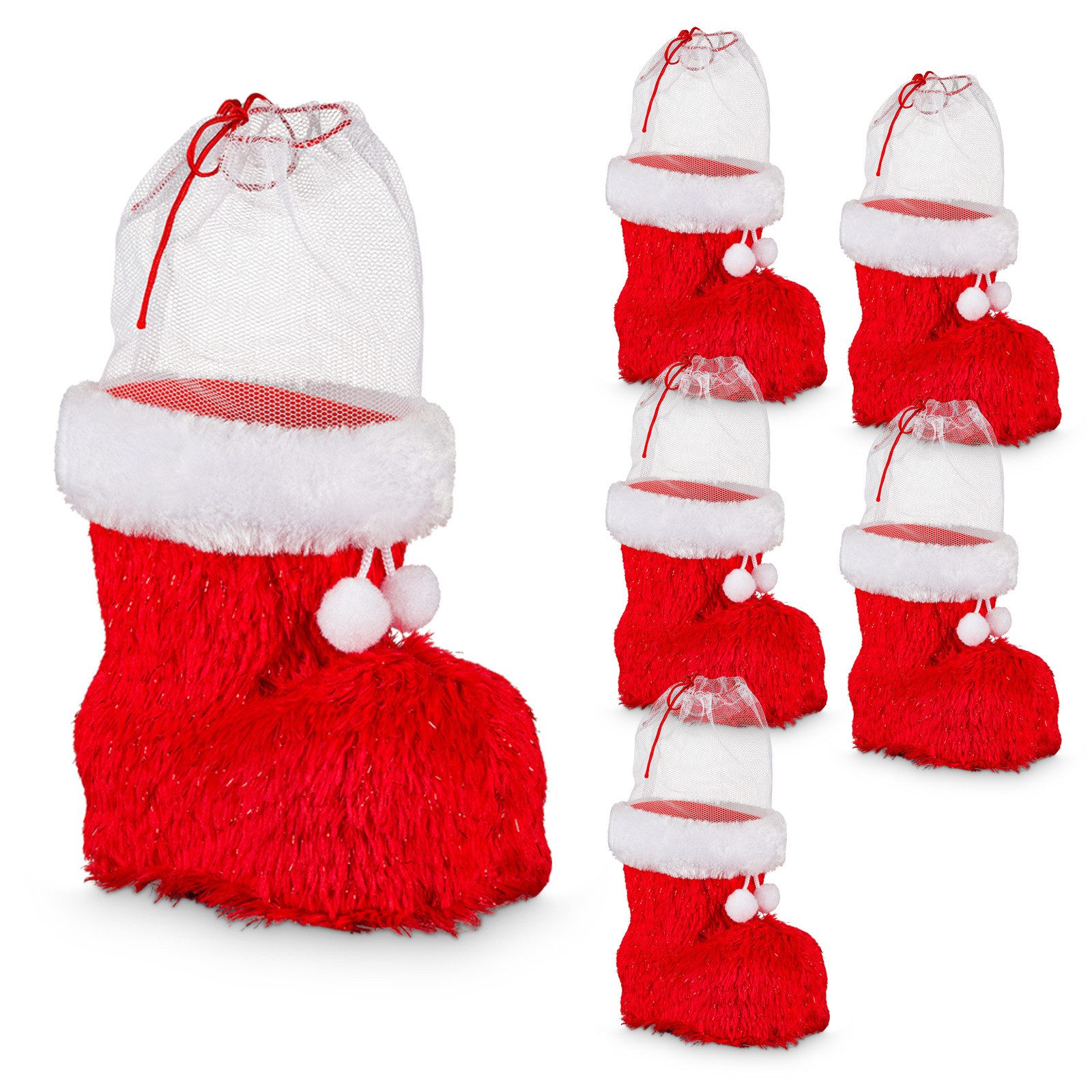 Idena Nikolausstiefel Idena Bundle Nikolausstiefel Filzbezug rot/weiß 14x8x13,5cm 6 Stück