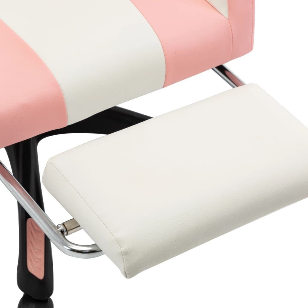 vidaXL und Weiß Weiß Weiß Rosa Rosa (1 Bürostuhl Rosa und | Fußstütze und St) Kunstleder mit Gaming-Stuhl