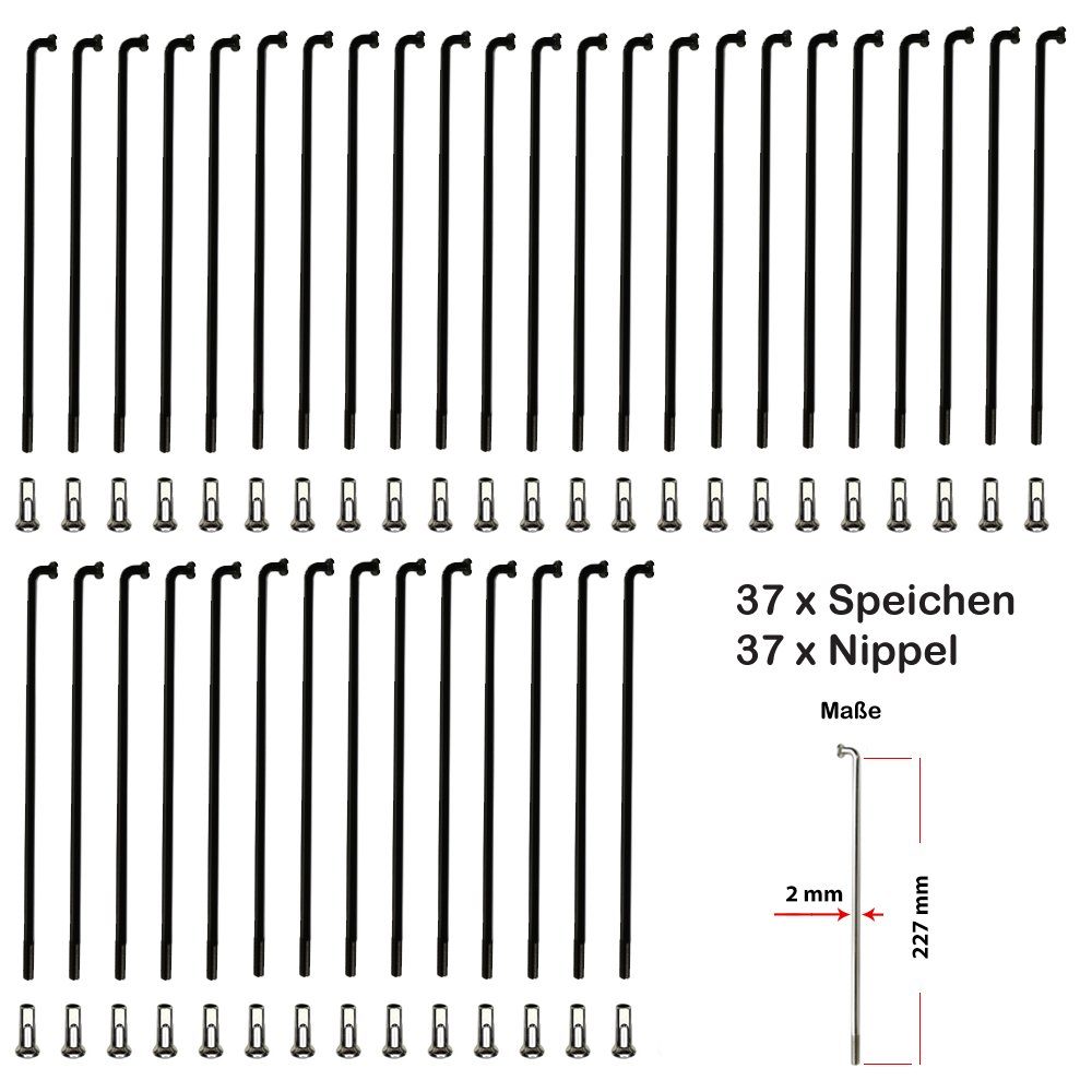 Büchel Fahrrad-Laufrad 37 Stück Fahrrad Speichen Spokes BÜCHEL 227mm