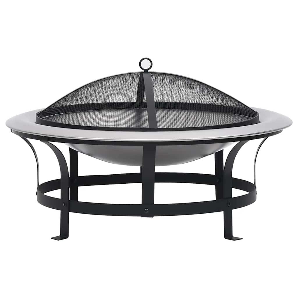vidaXL Feuerstelle Garten-Feuerschale mit Grill Edelstahl 76 cm