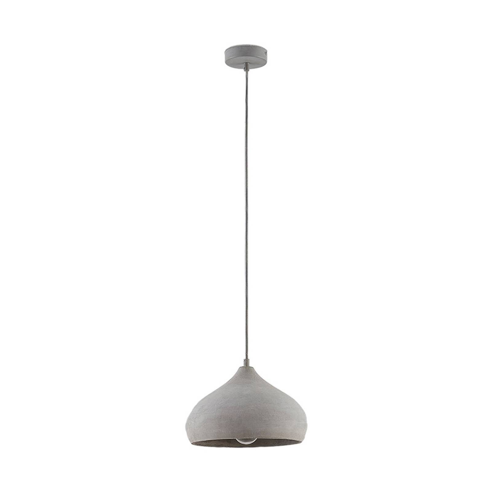 Lindby Hängeleuchte Morton, dimmbar, Leuchtmittel nicht inklusive, Modern, Beton, Metall, betongrau, 1 flammig, E27, Deckenlampe