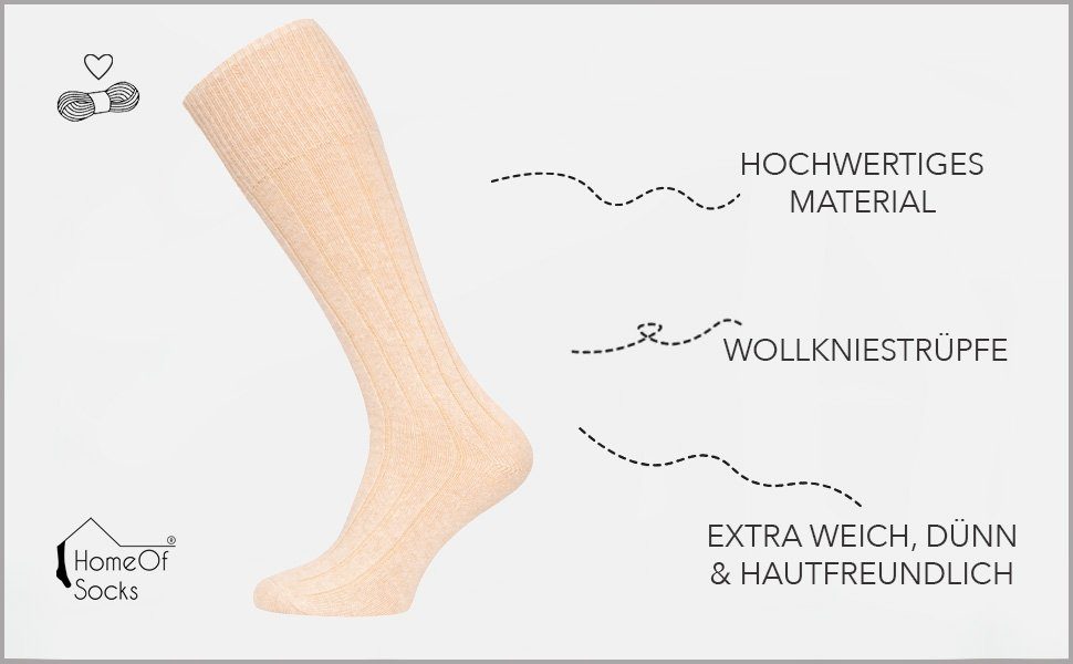 Extra Beige mit Merino HomeOfSocks Merino- Kashmirwolle Wollsocken Weich Luxuriöse Kaschmir Kniestrumpf Kniestrümpfe Kniestrümpfe und