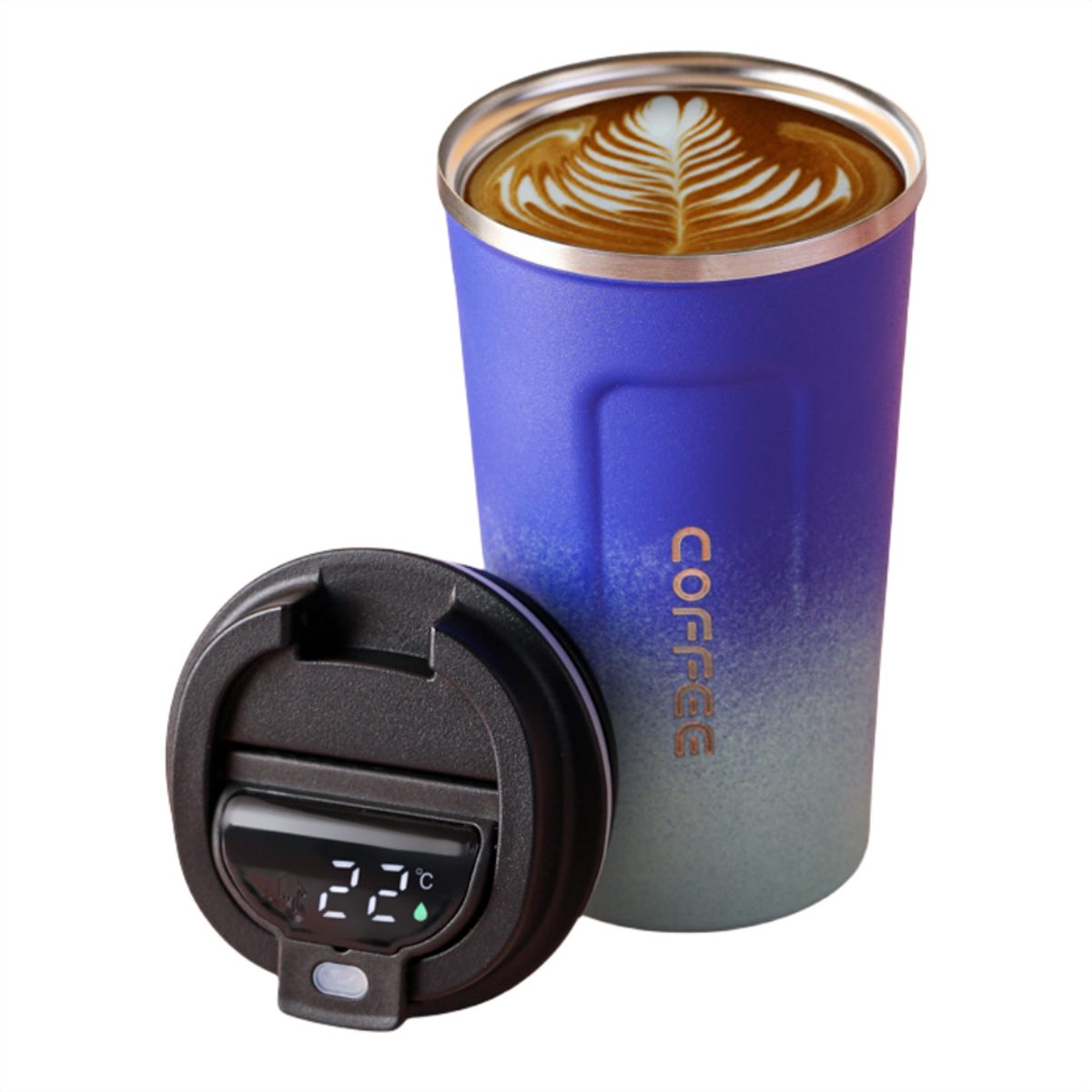 carefully selected Thermobecher Intelligente Temperaturmessung und Isolierung der Autokaffeetasse Blau